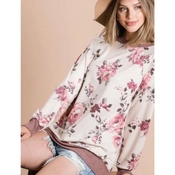 FRENCH Terry Floral Top Size S-M-L - Picture 5 of 7
